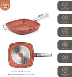 Westinghouse Pannenset Performance (Wokpan + Grillpan) ø 28 Cm - Rood - Inductie En Alle Andere Warmtebronnen -Huis Keuken 1120x1200 3