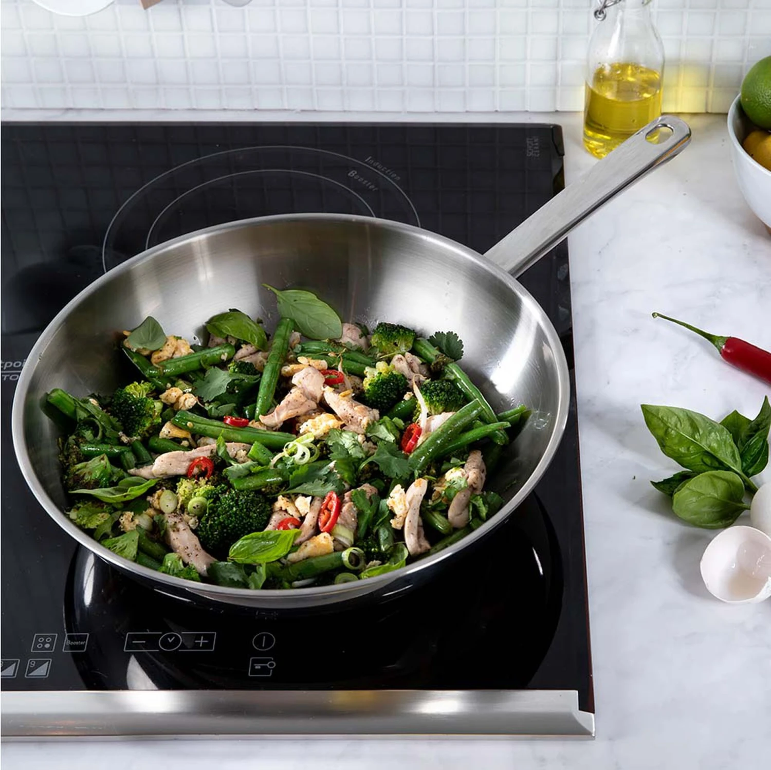 BK Wokpan Bright RVS - ø 28 Cm - Zonder Anti-aanbaklaag 6 BK Wokpan Bright RVS - ø 28 Cm - Zonder Anti-aanbaklaag - Afbeelding 4