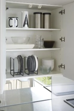 Yamazaki Organiser Tower Zwart -Huis Keuken 2269 TOWER DISH ORGANIZER BK 02 1000x