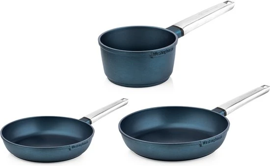 Westinghouse Pannenset Performance (Koekenpan ø 24 En 28 Cm + Steelpan ø 18 Cm) - Blauw - Inductie En Alle Andere Warmtebronnen 3 Westinghouse Pannenset Performance (Koekenpan ø 24 En 28 Cm + Steelpan ø 18 Cm) - Blauw - Inductie En Alle Andere Warmtebronnen