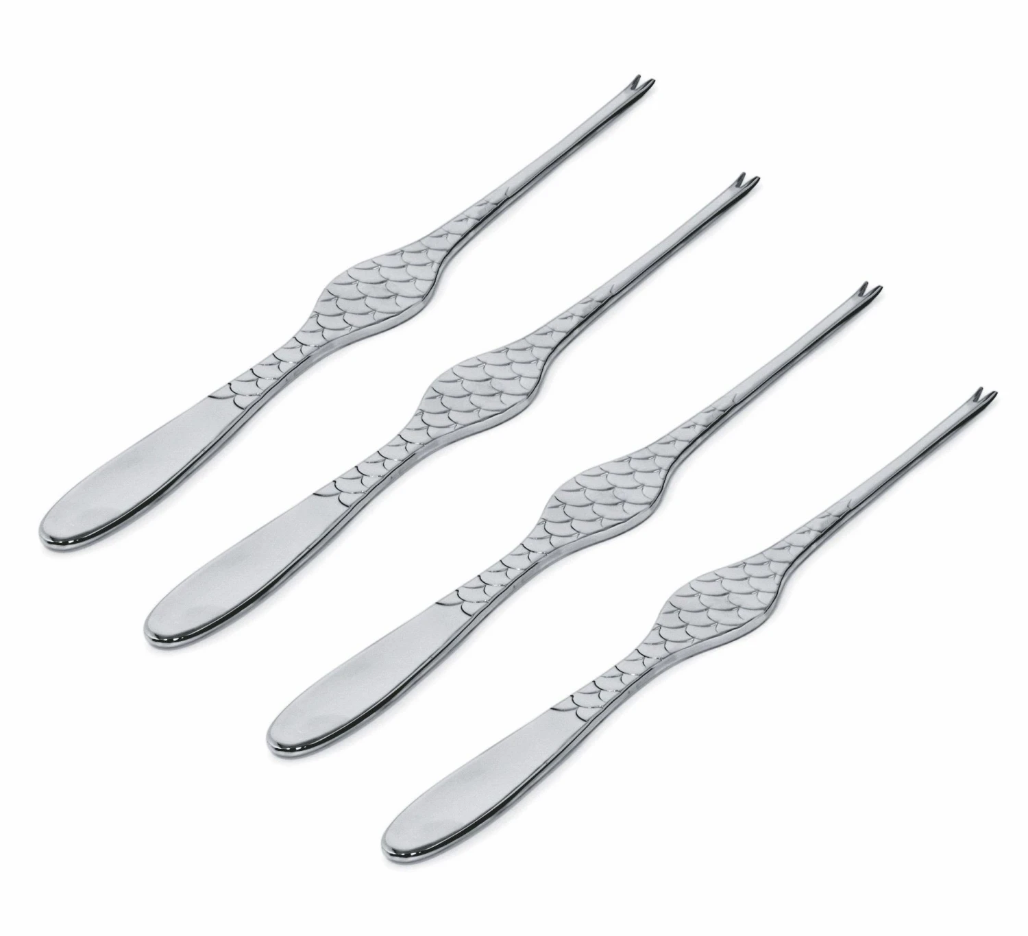 Alessi Kreeftenvork Colombina Fish - FM23/34S4 - 4 Stuks - Door Doriana & Massimiliano Fuksas 3 Alessi Kreeftenvork Colombina Fish - FM23/34S4 - 4 Stuks - Door Doriana & Massimiliano Fuksas