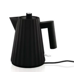 Alessi Waterkoker Plissé - Droogkookbeveiliging - Zwart - Michele De Lucchi - 1 Liter - MDL06/1 B -Huis Keuken MDL06 1 B 1