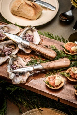 Laguiole Style De Vie Oestermessen Met Oesterhouder Luxury Line Olijfhout -Huis Keuken OesterOliveGift 3