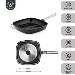 Westinghouse Grillpan Performance - Blissful Black - 28 X 28 Cm - Standaard Anti-aanbaklaag -Huis Keuken WCFP0095G28BK 3