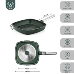 Westinghouse Grillpan Performance - Gracious Green - 28 X 28 Cm - Standaard Anti-aanbaklaag -Huis Keuken WCFP0095G28SG 3