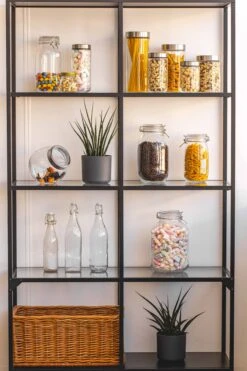 Sareva Voorraadpot - Glas / RVS Deksel - ø 8 Cm / 1 Liter -Huis Keuken opbergglas stellingkast 5 5