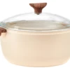 Sambonet Braadpan Rock 'n' Rose - Creme - ø 24 Cm / 4.5 Liter - Standaard Anti-aanbaklaag -Huis Keuken sambonet braadpan rock n rose roze