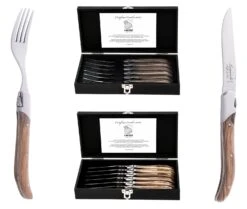 Laguiole Style De Vie Steakvorken Luxury Line Olijfhout 6 Stuks -Huis Keuken set olijfhout gr